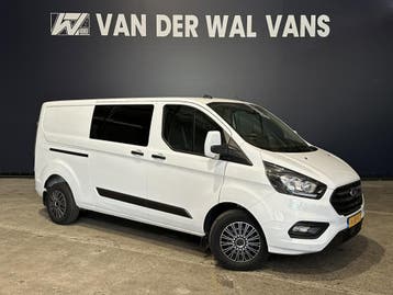 Ford Transit Custom 2.0 TDCI 130pk L2H1 Dubbele Cabine Euro6, Stof, Gebruikt, Wit, Dealer onderhouden
