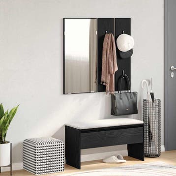 vidaXL Halmeubelset met lade met opslag 4 pcs Zwart Eiken, Verzenden, Nieuw