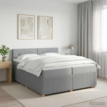 vidaXL Boxspringbed met matras Lichtgrijs 200 x 200 cm Stof, Verzenden, Nieuw, Tweepersoons, Stof