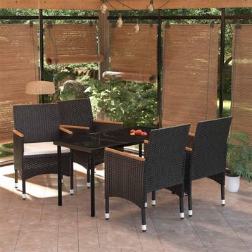 vidaXL 5-delige Tuinset met kussens zwart, Tuin en Terras, Verzenden, Nieuw, 4 zitplaatsen, Tuinset