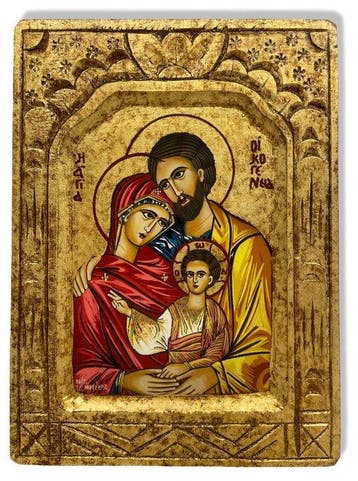 Icoon - Heilige Familie - Hout - Byzantijnse icoon - 18 x 25