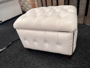 Chesterfield Hocker Slipper-Box !! Wit Leer met Opbergruimte, Ophalen, Zo goed als nieuw, Leer, Chesterfield 