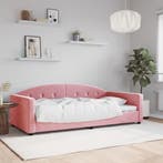 vidaXL Slaapbank 100x200 cm fluweel roze, 100 cm, Eenpersoons, Verzenden, Nieuw