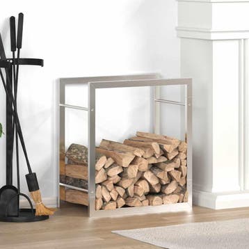 vidaXL Haardhoutrek 50x28x56 cm roestvrij staal, Huis en Inrichting, Haarden, Verzenden, Nieuw
