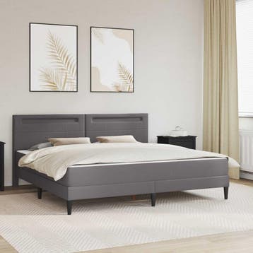 vidaXL Bedframe met LED-stripverlichting Grijs 200 x 200 cm, Overige materialen, Verzenden, Grijs, Nieuw