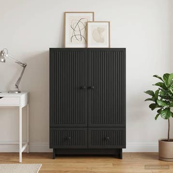 vidaXL Dressoir Zwart 66 x 34,5 x 95 cm Geconstrueerd hout, Verzenden, Nieuw, Overige houtsoorten, Minder dan 50 cm