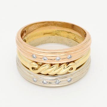Ring - 18 karaat Geel goud, Witgoud, Roségoud Diamant, Nieuw