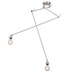 Moderne hanglamp staal zonder kap 2-lichts - Blitz, Verzenden, Nieuw, Modern