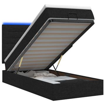 vidaXL Ottoman Bed met Matrassen en LED Zwart 80 x 200 cm, Verzenden, Nieuw, Zwart