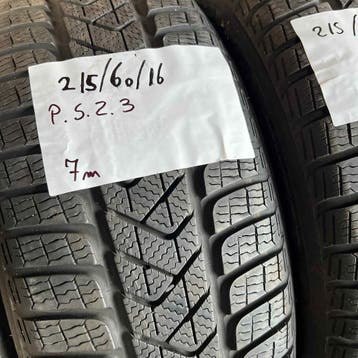 2 x Pirelli 215-60-16 Winterbanden 7mm, 16 inch, Band(en), Personenwagen, Gebruikt