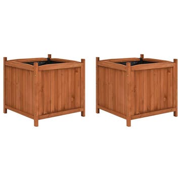 vidaXL Plantenbakken verhoogd 2 st 50x50x50 cm vurenhout, Verzenden, Minder dan 60 cm, Nieuw, Hout