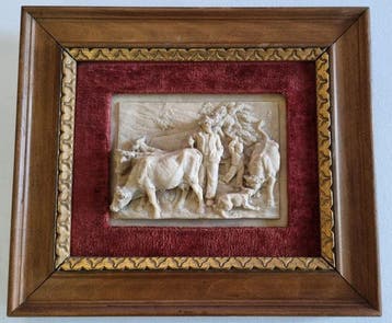 Wanddecoratie - Bas-relief schilderij in versteend, Antiek en Kunst