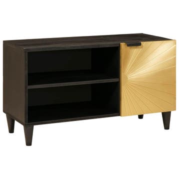 vidaXL TV-kast Zwart en Goud 80 x 33 x 46 cm Bewerkt hout, Huis en Inrichting, Verzenden, Nieuw