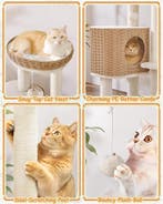 2dekans | Yaheetech Krabpaal Met Rotan Kattenhuis – 49 x 41, Dieren en Toebehoren, Katten-accessoires, Ophalen of Verzenden, Zo goed als nieuw