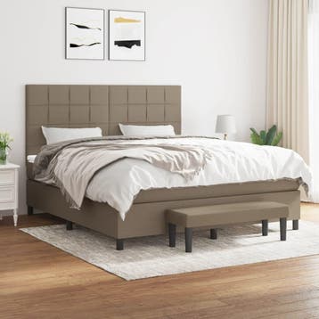 vidaXL Boxspring met matras stof taupe 180x200 cm, Eenpersoons, Verzenden, Nieuw, 80 cm