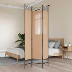 vidaXL 3-Panel Room Divider Beige 120 x 200 cm Stof, Verzenden, Nieuw
