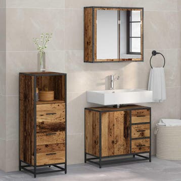 vidaXL Badkamermeubelset 3 st Oud Hout 35 x 37,5 x 100 cm, Verzenden, Nieuw, Overige typen