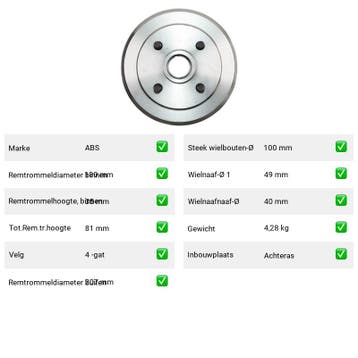 Remtrommel Achteras Toyota Paseo – AutopartsOnline.nl, Verzenden, Nieuw, Toyota