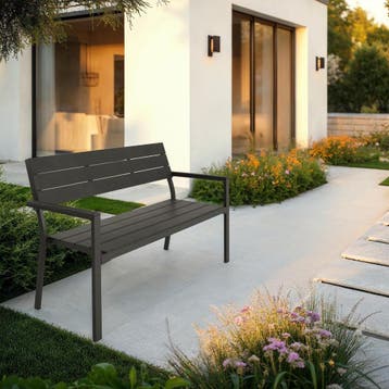 Tuinbank Line 2-zits met aluminium frame 128x59x88 cm, Verzenden, Nieuw
