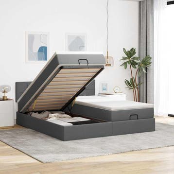 vidaXL Ottoman bed met matrassen en LEDs 160x200cm stof, Verzenden, 200 cm, 160 cm, Nieuw