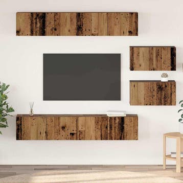vidaXL Tv-meubelset 6 st Oud Hout Bewerkt hout, Minder dan 50 cm, Verzenden, Nieuw, Minder dan 100 cm