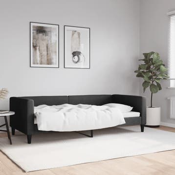 vidaXL Slaapbank 90x200 cm stof zwart, 90 cm, Eenpersoons, Verzenden, Zwart