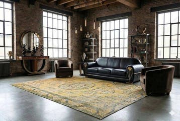 Geel vintage - Vloerkleed - 280 cm - 165 cm - met, Nieuw