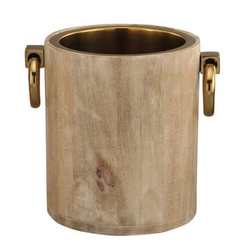 Wijnkoeler van hout - wit goud metaal 20X25X24CM, Verzenden, Nieuw