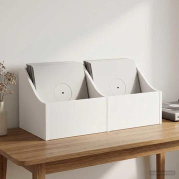 vidaXL LP Recorddoos 2 st Wit 37 x 33 x 32 cm Bewerkt hout, Verzenden, Nieuw