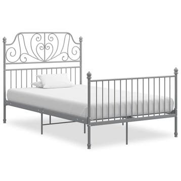 vidaXL Bedframe metaal grijs 120x200 cm, Verzenden, Nieuw, Twijfelaar, 120 cm