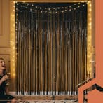 Ruhhy Zwart decoratief gordijn 2x1m met zelfklevende stri..., Ophalen of Verzenden, Nieuw