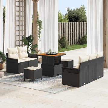vidaXL Tuin Sofa Set 8 st 7-Aantal zitplaatsen Zwart en, Tuin en Terras, Tuinsets en Loungesets, Verzenden, Nieuw, 8 zitplaatsen