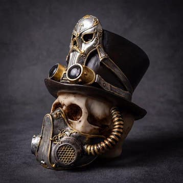 Beeld, “Steampunk” schedel - 20 cm - Hars