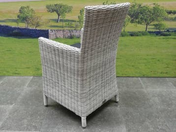 Capri dining tuinstoel wit grijs wicker set van 6, Ophalen of Verzenden, Nieuw, Wicker