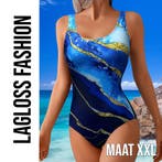 Blauw met Gouden Accenten Badpak– Maat XXL, LaGloss, Verzenden, Nieuw, Blauw