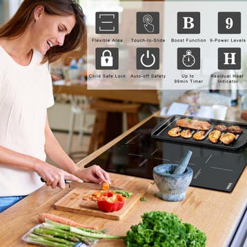 Inductiekookplaat 60cm | 4 Zones | Retourdeal 35% Korting, Witgoed en Apparatuur, Kookplaten, Zo goed als nieuw, Energieklasse A of zuiniger