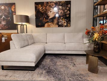 Hoekbank Brandon cremona beige/wit ACTIE!, Verzenden, Nieuw, Hout, Modern, hotelchique, trendy