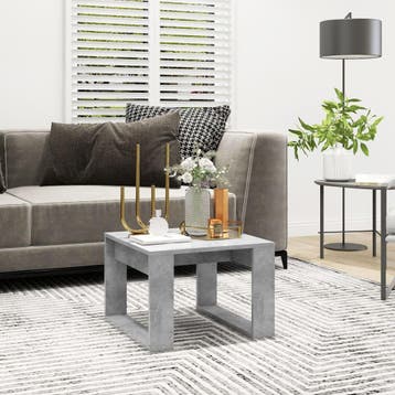 vidaXL Bijzettafel 50x50x35 cm bewerkt hout betongrijs, 50 tot 100 cm, Verzenden, Nieuw, 50 tot 100 cm