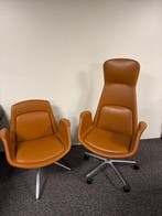 Wize Nordic directie- en bezoekersstoel cognac leer showroom, Receptie of Entree, Ophalen of Verzenden, Nieuw zonder verpakking