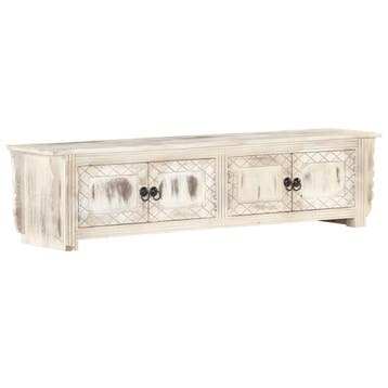 vidaXL Tv-meubel 140x30x35 cm massief mangohout wit, Huis en Inrichting, 100 tot 150 cm, Verzenden, Nieuw, Minder dan 100 cm