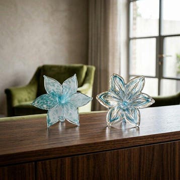 Tafelmiddenstuk (2) - Glas - artistieke bloemen