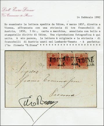 Oostenrijk 1850/1850 - 1850 ANK 3 MACHINENPAPIER Drieband 3, Gestempeld