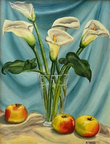 A. Torres (XX) - Calla Lilies & Apples Still Life