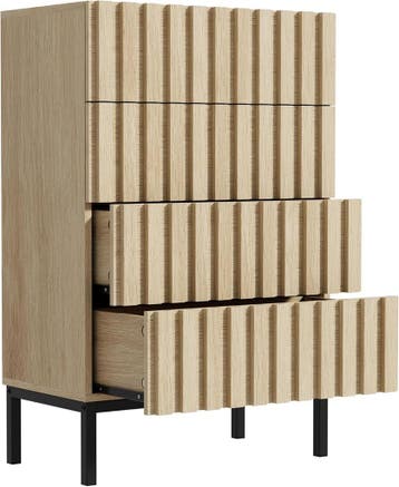 Commode - Dressoir - Ladekast - 60x34x92 cm - Naturel - UEV, Verzenden, Zo goed als nieuw