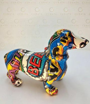 Beeldje - Bassotto Decorativo in Resina Stile Fumetto Pop, Antiek en Kunst