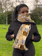 Warme Afrikaanse print sjaal Unisex - Smal model - Zand Bogo, Kleding | Dames, Mutsen, Sjaals en Handschoenen, Ophalen of Verzenden
