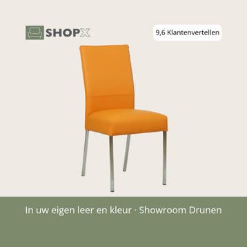 Leren eetkamerstoel Real - Toledo Mandarin (oranje) - Poten, Huis en Inrichting, Overige kleuren, Nieuw, Ophalen of Verzenden