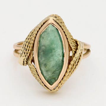 Ring - 18 karaat Geel goud, Roségoud - Smaragd, Nieuw