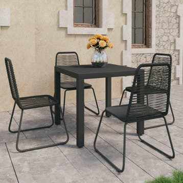 vidaXL 5-delige Tuinset PVC-rattan zwart, Tuin en Terras, Tuinsets en Loungesets, 4 zitplaatsen, Kunststof, Verzenden, Nieuw
