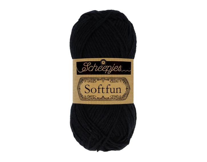 Scheepjes softfun - 2408 Black - Haakgaren / Breigaren, Hobby en Vrije tijd, Breien en Haken, Breien of Haken, Nieuw, Wol of Garen